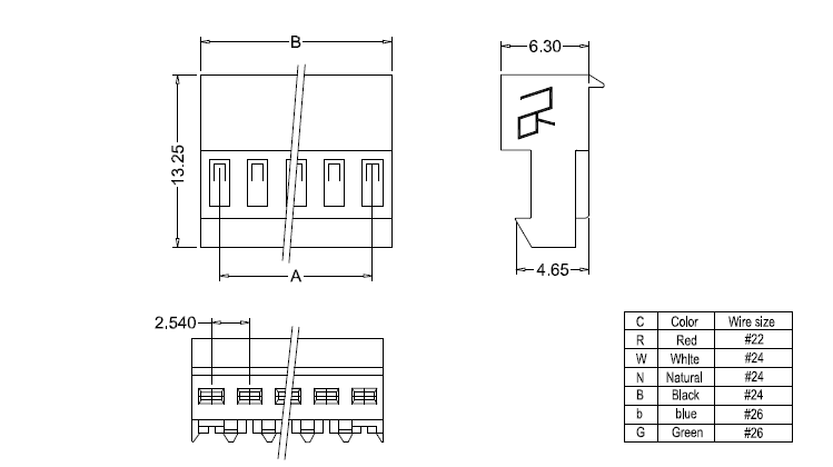 M2050-N-C(90°) IDC dimensions M2050-N-C(90°) IDC dimensions
