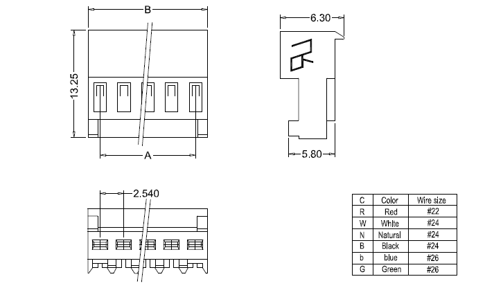IDC M2050-N-C-R(90°) dimensions IDC M2050-N-C-R(90°) dimensions
