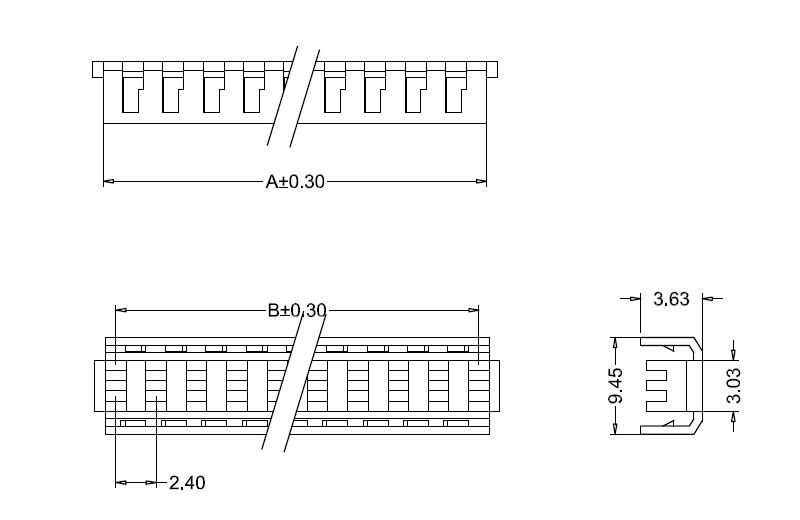Dimension drawing of M7061(I)-N 3.96mm IDC dust cover Dimension drawing of M7061(I)-N 3.96mm IDC dust cover