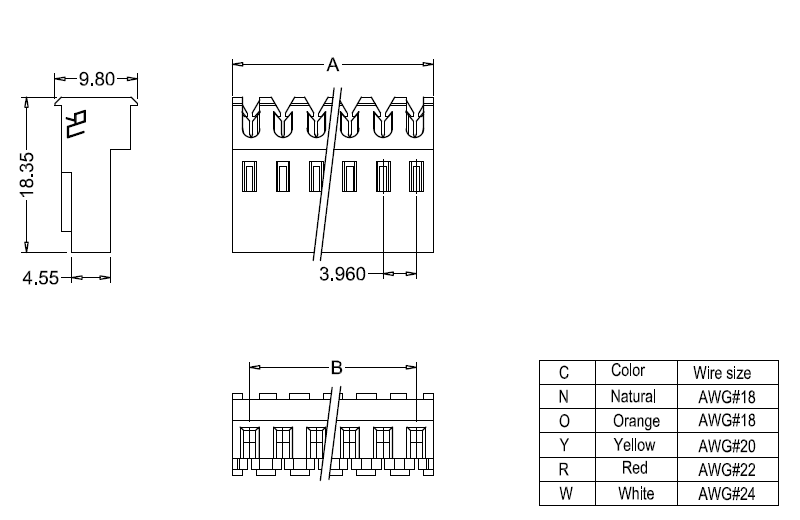 M7060-N-C-P IDC dimensions M7060-N-C-P IDC dimensions
