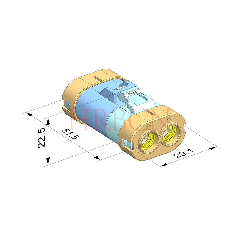 11.0mm Pitch Waterproof Wire To Wire Female Connector 2 Pin