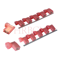 HRB M7600FNS 4.8mm Fully Insulated Female Flag Disconnect Terminal, AWG22-18, red nylon, tin-plated brass, for automotive and appliance wiring
