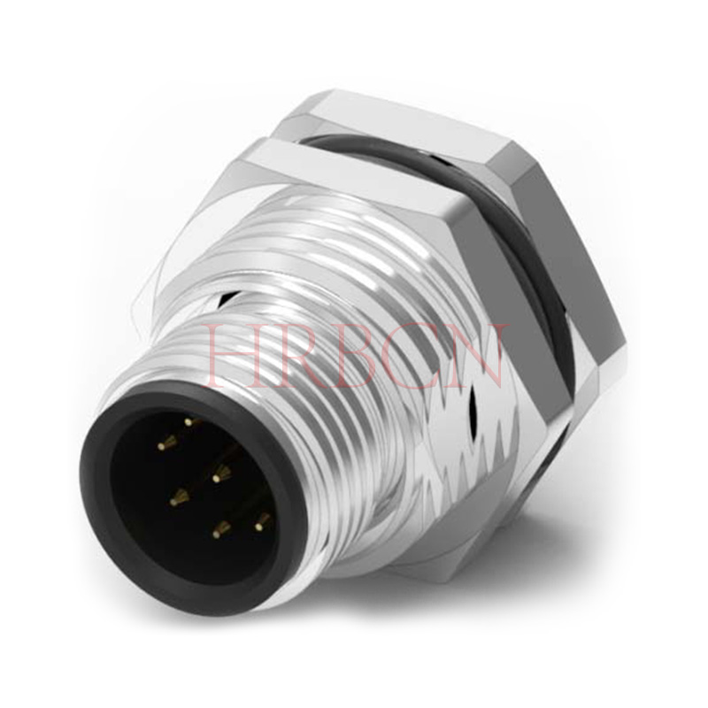 M12 B-coding Panel Front Mounting Male Circular Connector 3-5 Poles