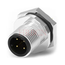 M12 D-coding Panel Rear Mounting Male Circular Connector 4-5 Poles