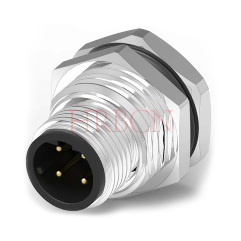 M12 B-coding Panel Front Mounting Male Circular Connector 3-5 Poles
