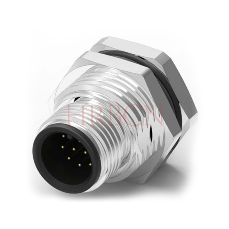M12 B-coding Panel Front Mounting Male Circular Connector 3-5 Poles
