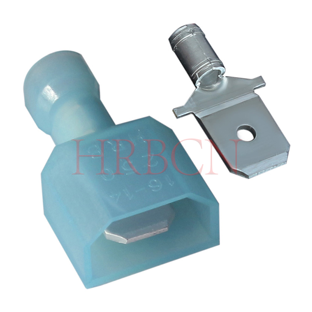 HRB 6.35mm Fully Insulated Male Terminal Hole/Dimple Detent