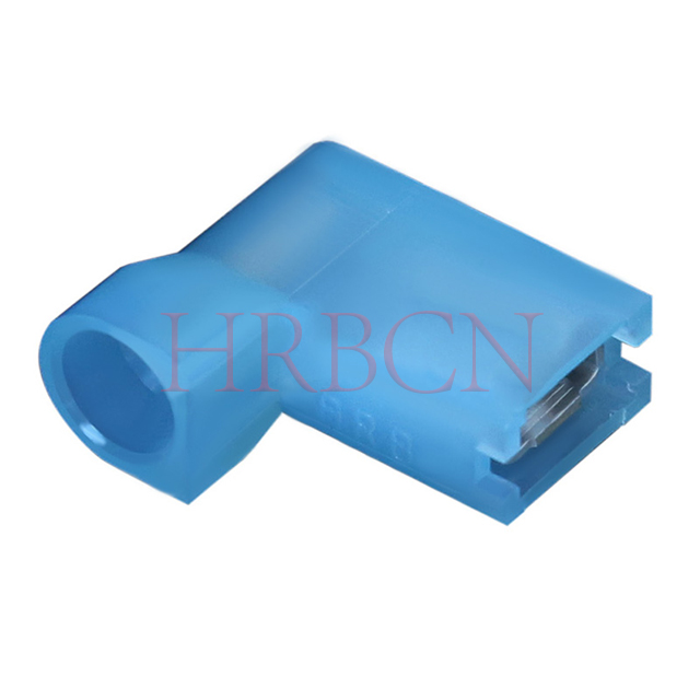 Right angle fully insulated female flag terminal 4.8mm tab AWG16-14