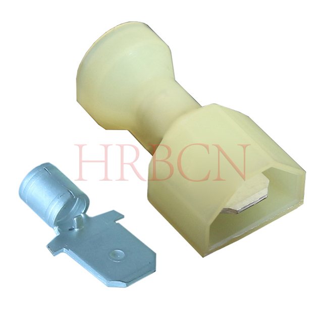 HRB 6.35mm Fully Insulated Male Terminal Hole/Dimple Detent