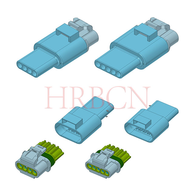 HRB A-M4084 4.0mm pitch IP67 waterproof wire to wire power connector white male plug and female receptacle housing