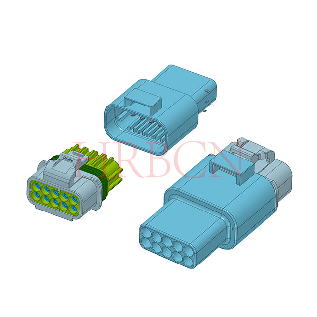 Mated HRB A-M4084 IP67 waterproof wire-to-wire power connector for automotive EV wiring harness