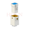 Mating illustration: dual‑row 2.0mm wire‑to‑board waterproof connector, plug housing mated with straight PCB header