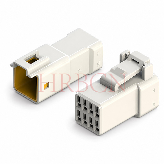 HRB dual‑row wire‑to‑wire waterproof connector series, 2×4‑pin housings unmated