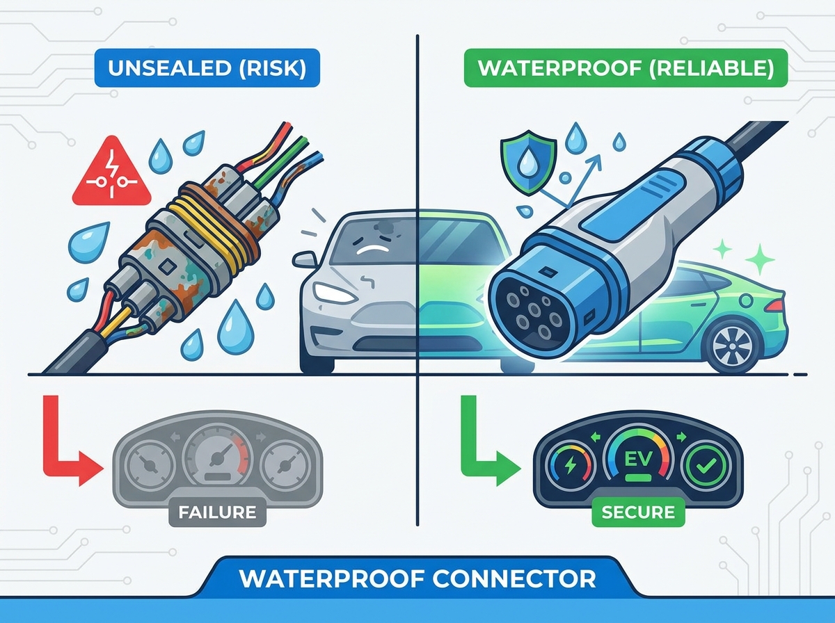 Waterproof connector for automotive applications