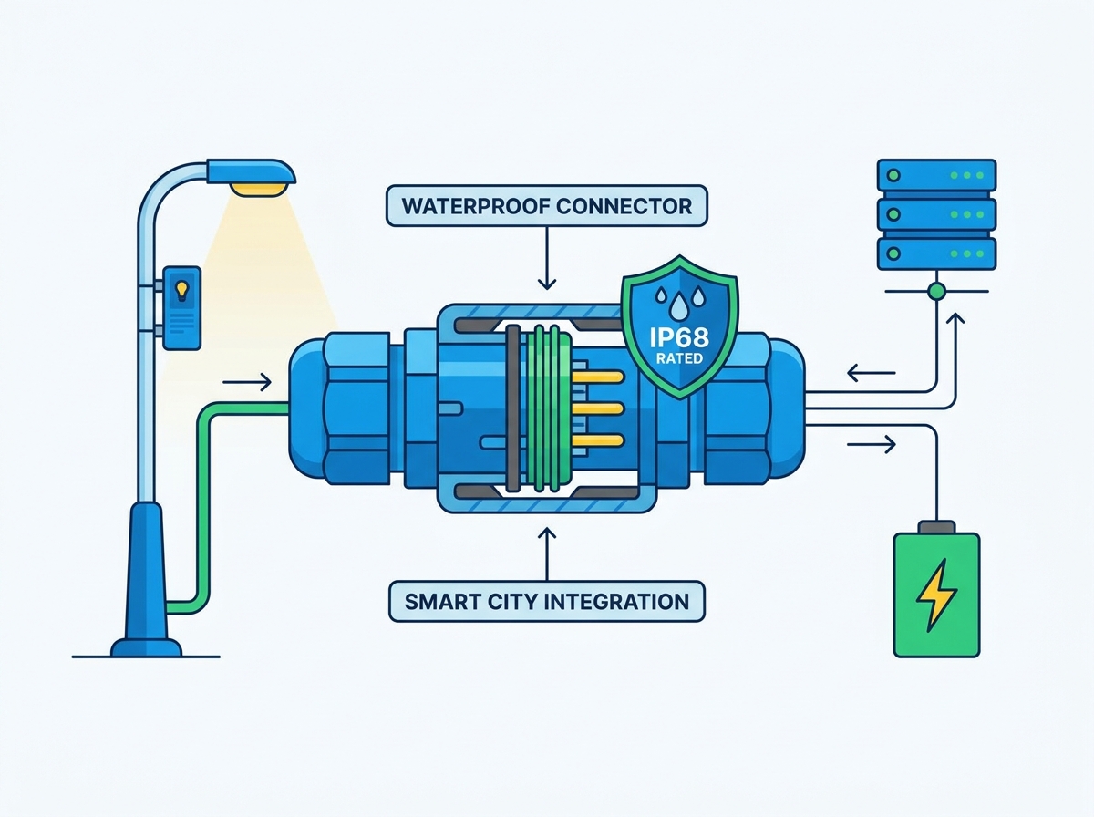 Waterproof connector for outdoor lighting and smart city equipment
