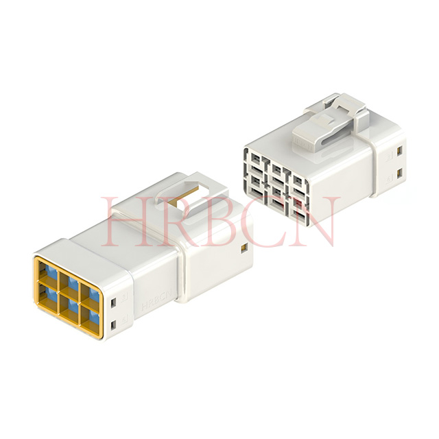 dual row 6.35mm IP67 wire to wire waterproof connector plug and receptacle set 6-pin