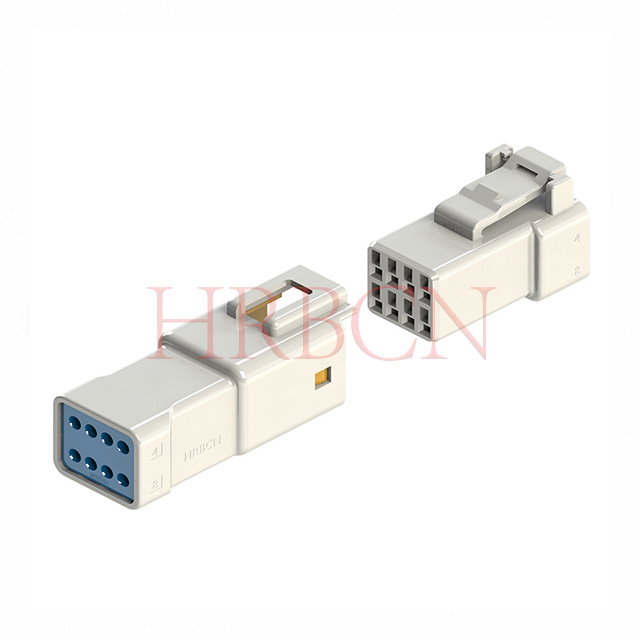 HRB dual‑row wire‑to‑wire waterproof connector series, 2×4‑pin housings unmated