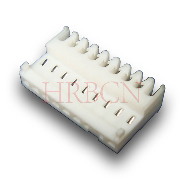 Close-up of polarizing tabs & brass tin-plated IDC terminal on M2050 feed through connector