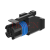 Black single‑row M20032S receptacle housing with integrated silicone seals, HRB 2.0mm waterproof connector