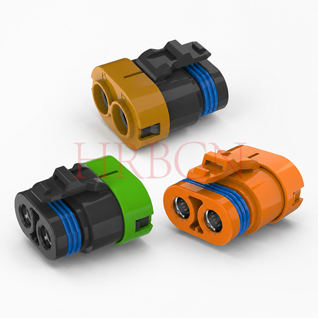 Black PA6 11mm pitch IPX7 sealed power connector 2Pin high current for energy storage