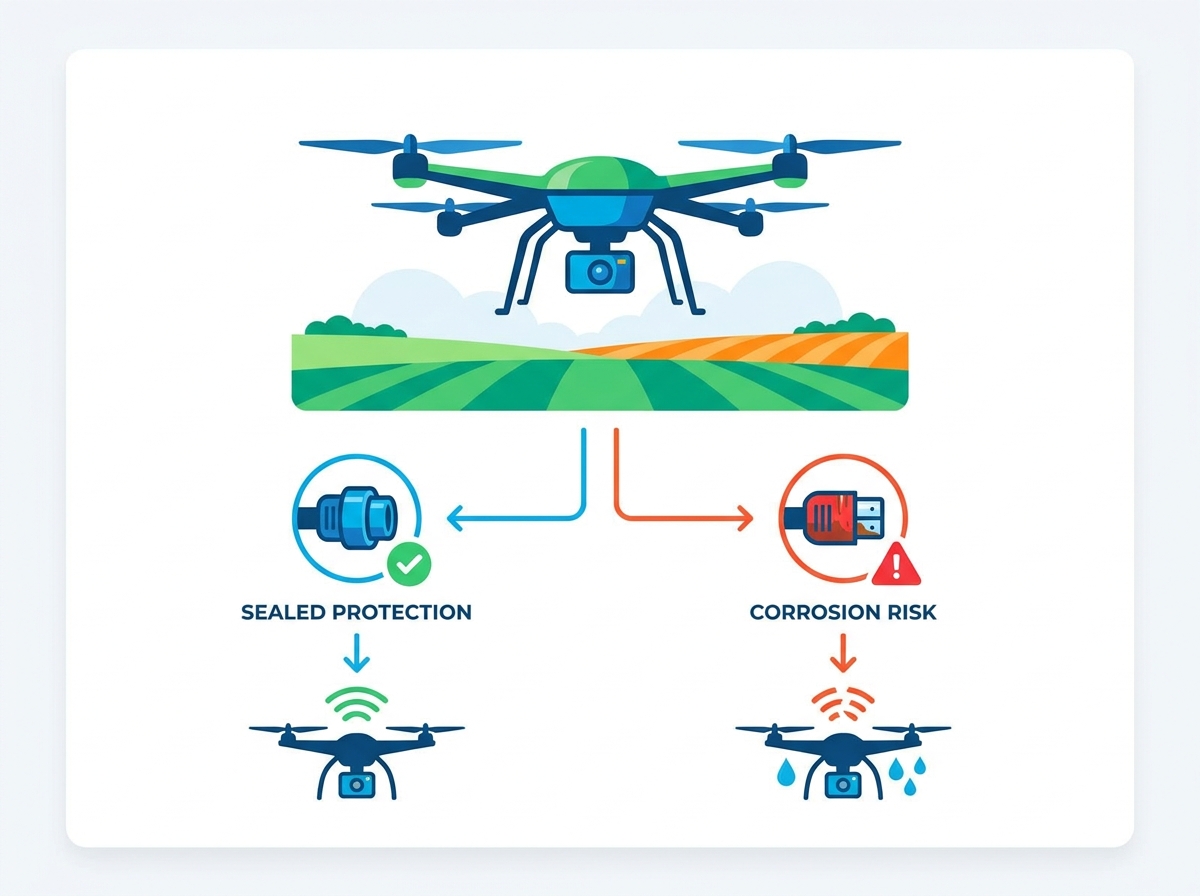 Waterproof connector for agricultural UAVs